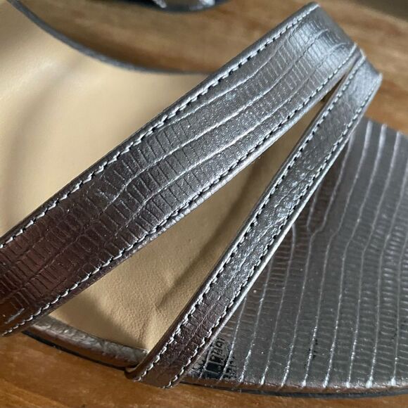 Naturalizer Women Tiff Leather Square Toe Heels Sandals Shoes Pewter 9.5 3” heel - Picture 10 of 10